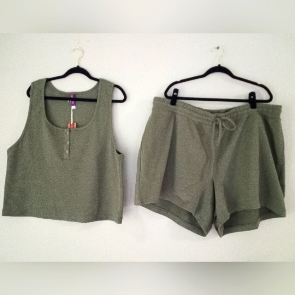 ADORE ME: GREEN TANK & SHORT SET SIZE 3X